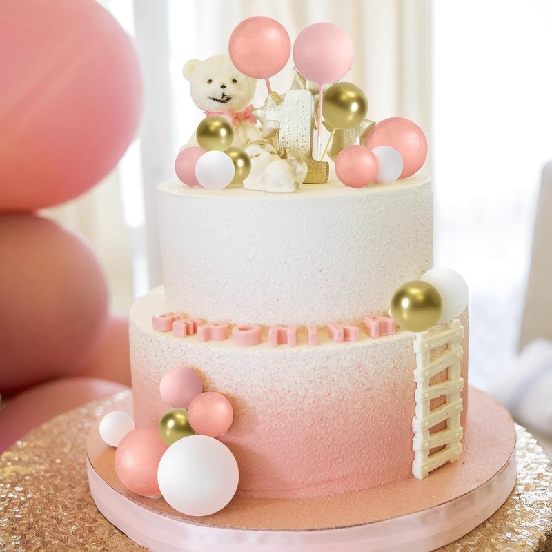 20 Pcs Ball Cake Topper Decorations Mini Balloons Cake Topper Sticks Rose Gold gallery