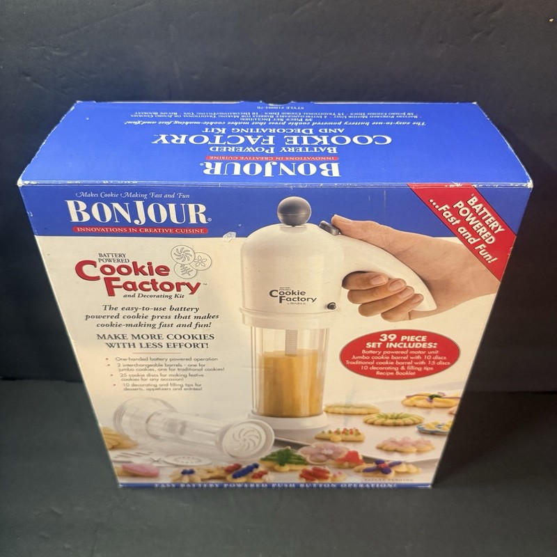 Bonjour Cookie Factory And Decorating Kit 39 Pieces Battery Operated Brand New gallery