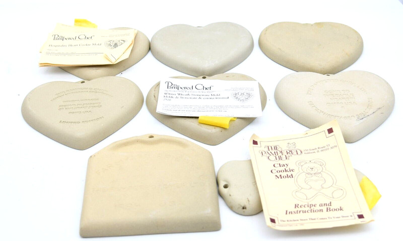 Pampered Chef Clay Ceramic Cookie Mold Heart Barn Animal Teddy Bear Lot 8 gallery
