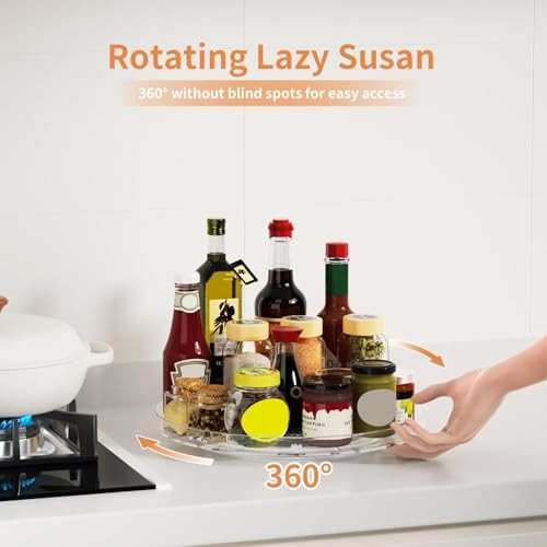 2 Pack Lazy Susan Organizer Turntable, Clear 9 Inch Rotating 9inch - 2 Pack gallery