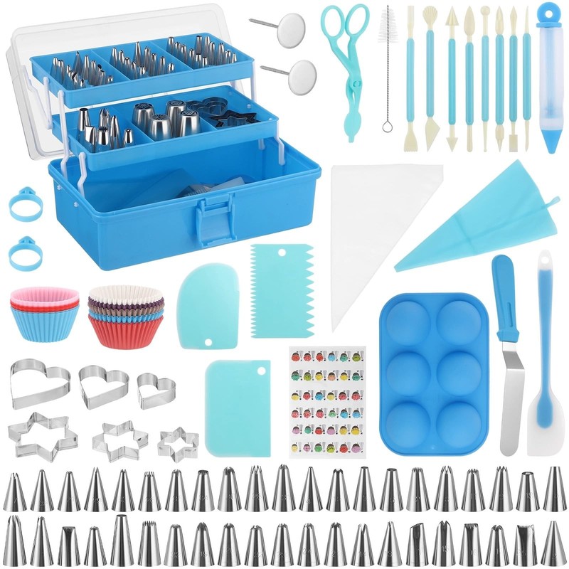 236 Pcs Cake Decorating Kit with Storage Case, Baking Supplies Cake Making Ki...