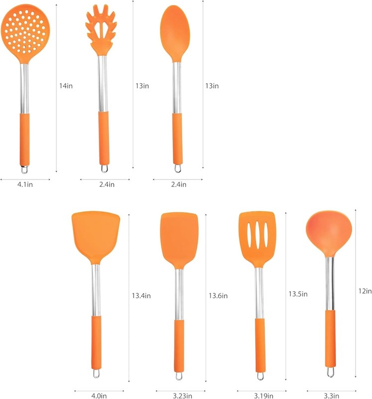 7PCS Cooking Utensil Set, Stainl Steel Handles, Silicone Non- gallery