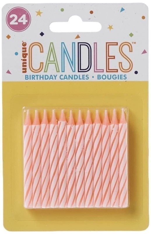 Unique Stripes Party Candles, 2.5″, Pink