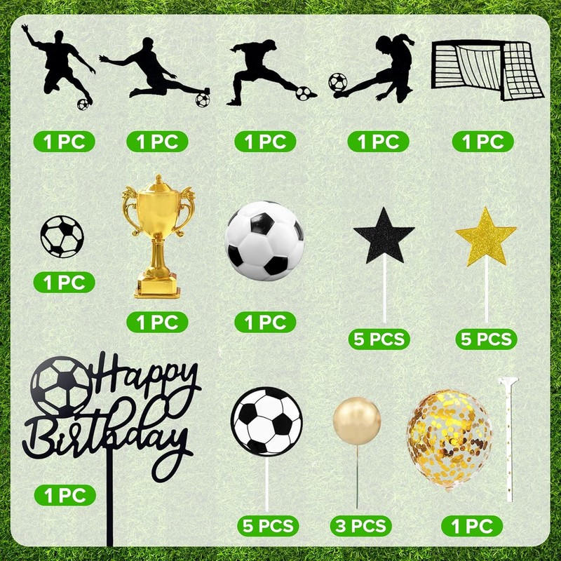 28 PCS Soccer Cake Topper Soccer Ball Player Cake Decorations for Soccer gallery