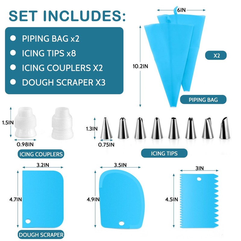 E-far Piping Bags and Tips Set, Cake Decorating Kit Baking Stainless Steel gallery