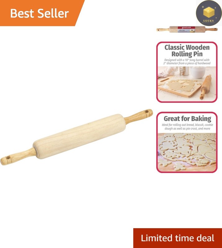 Durable 17.75″ Wooden Rolling Pin with Easy Roll Bearings for Perfect Pastries