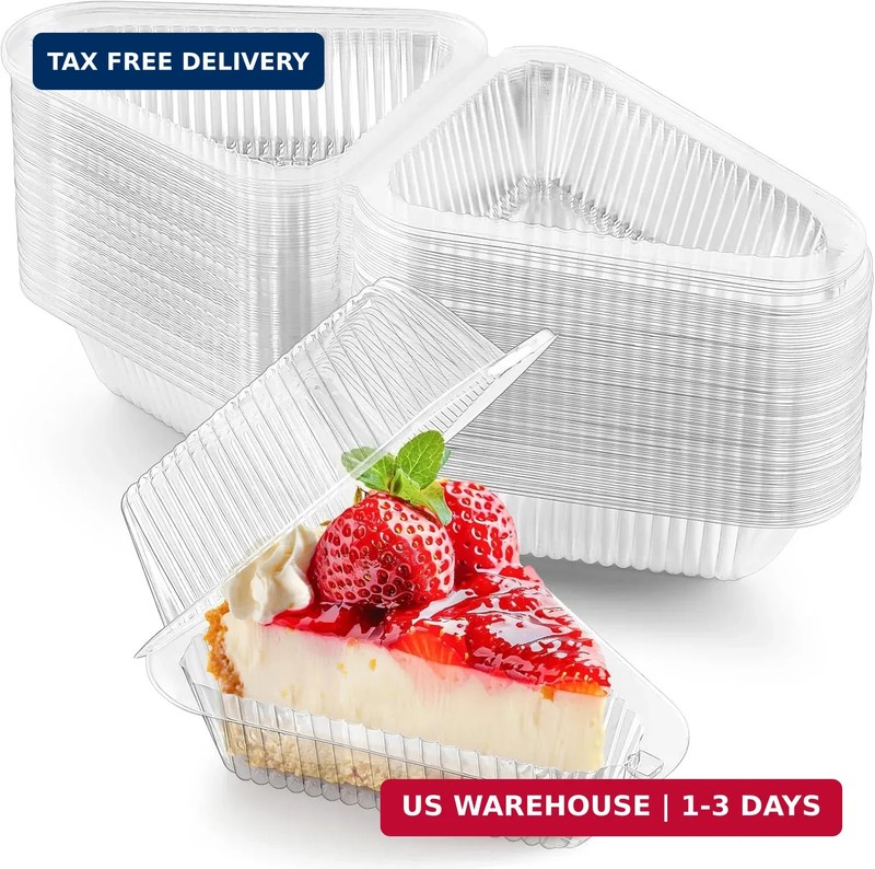 100 Pack Triangle Cake Slice Containers To Go Dessert Boxes | Disposable Pie Sli