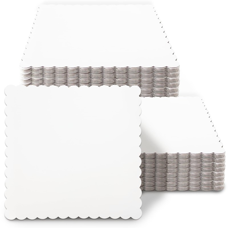 White 12 Inch Wave Cake Boards 15-Packs Squares Base Food-Grade Cardboard Wav…