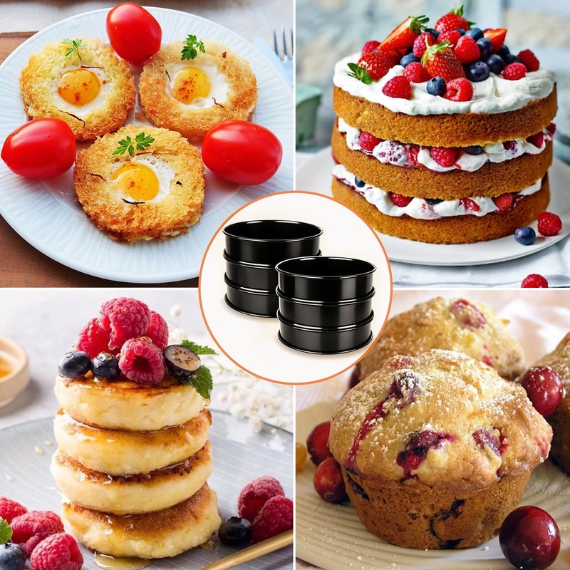 6 PCS English Muffin Rings 4 Inch Double Rolled Stainless Steel Crumpet gallery