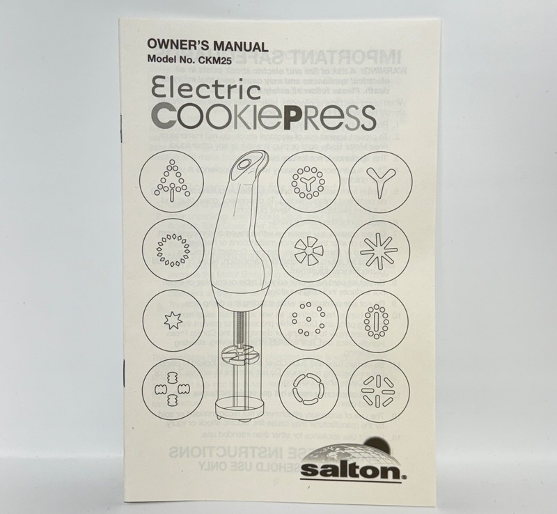 Salton Electric Cookie Press CKM25 w 12 Stainless Steel Discs & 3 Filler Tips gallery