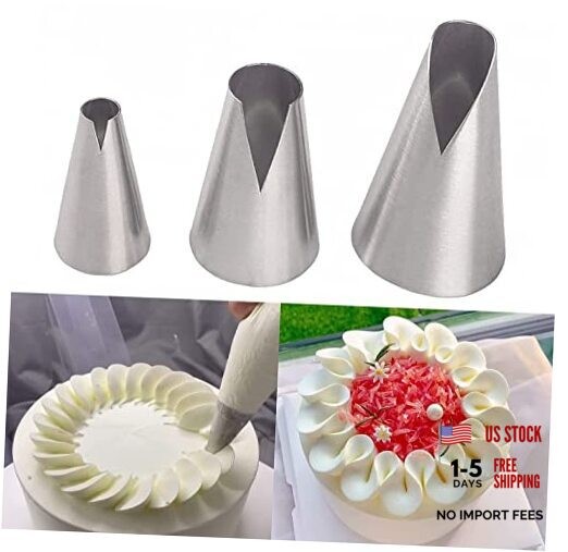 Silver Russian Piping Tips Set, 3 Pcs Cake Decorating Tips V-shaped Wave