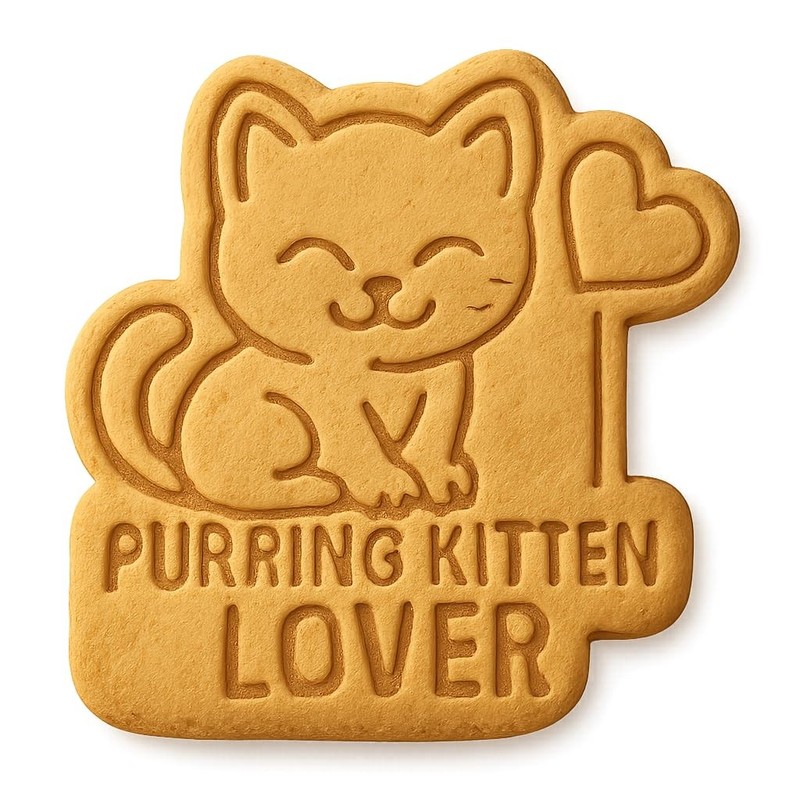 Purring Kitten Lover Cookie Cutter & Stamp – 4×4.4 Fun Kitchen Baking