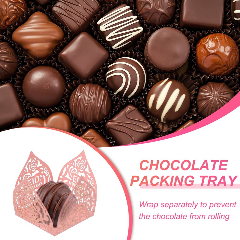 25Pcs Truffle Wrapper 4.3 Inch Square Cupcake Liner Baking Paper Pink gallery