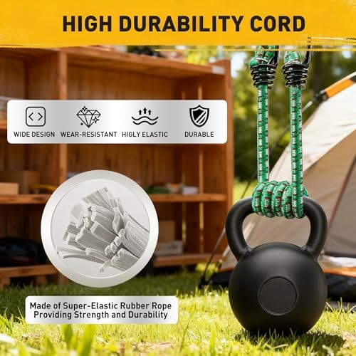 Heavy Duty Outdoor Bungee Cords - 20 Pcs Premium Rubber Bungee Cords - 20PCS gallery