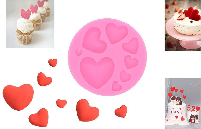 3 Pack Silicone Fondant Cake Molds, Rose Flower, Lips, Heart Shape Candy Molds S gallery