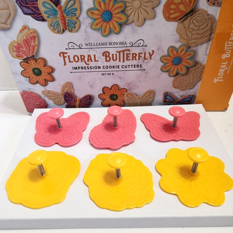 Williams Sonoma Spring Floral Butterfly Impression Cookie Cutter Set Of 6 gallery