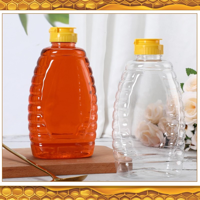 20 Pieces 32 oz Plastic Honey Jars Clear Bottles with Lids Flip Lid Dispenser gallery