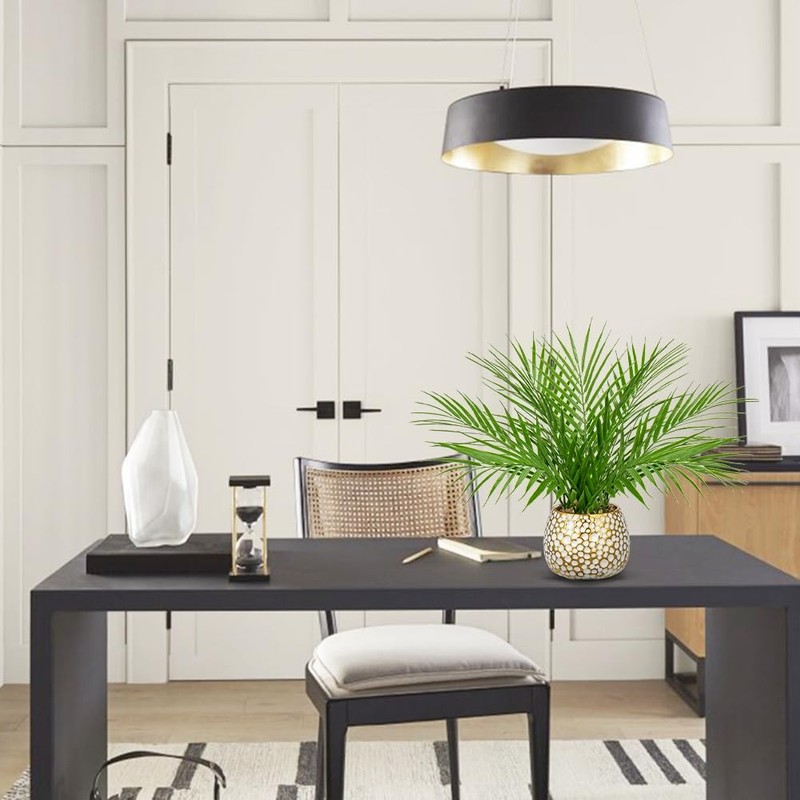 Briful Fake Plants 15 Faux Palm Plant In Gold-White Pot Realistic Artificial gallery