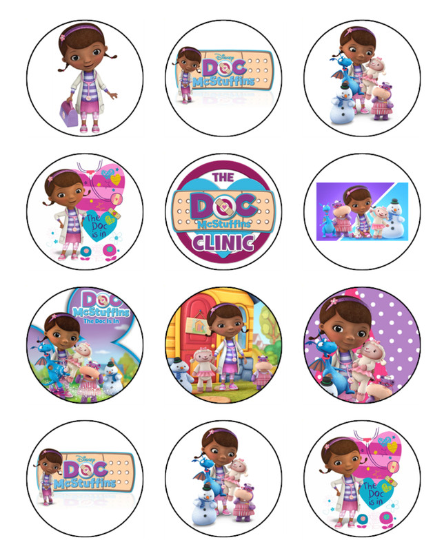 Doc McStuffin Edible Cake Toppers – Wafer Cake & Cupcakes Decorations -3 Sizes