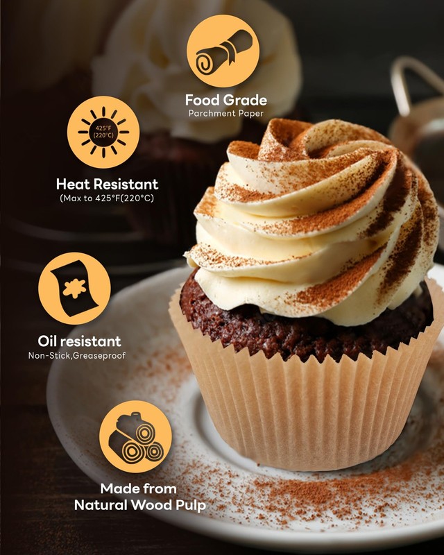 Bake Choice 100pcs Jumbo Cupcake Liners for Baking, Natural Jumbo Muffin Line... gallery