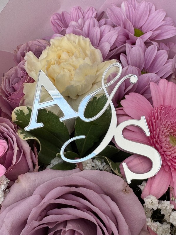 Wedding Cake Charm Personalised with Any 2 Custom Initials Letter Party Supplies