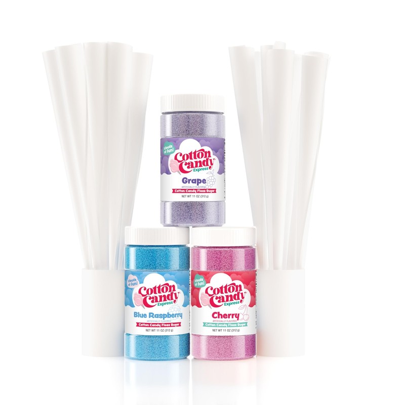 Cotton Candy Express Floss Sugar Variety Pack 33 Ounce (Pack of 1), Multi