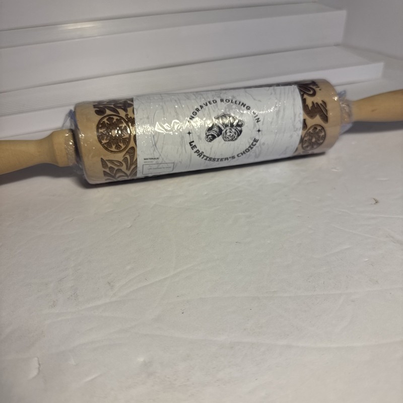 Embossed Rolling Pins With Patterns for Baking, 6 inch Engraved Wooden Rolling gallery