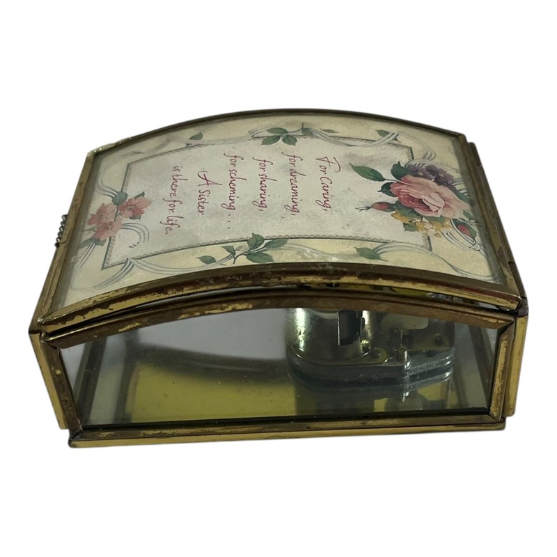 Vintage Glass Music Box Sister Quote Floral Design Plays You've Got a Friend gallery