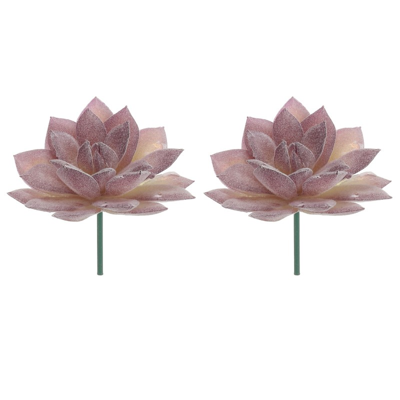 2Pcs Artificial Succulent Plants Faux Artificial Flocking Lotus Purple