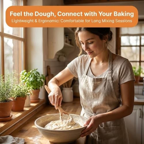 13-Inch Danish Dough Whisk, Traditional Dutch Whisk with Scraper, Long Handle gallery