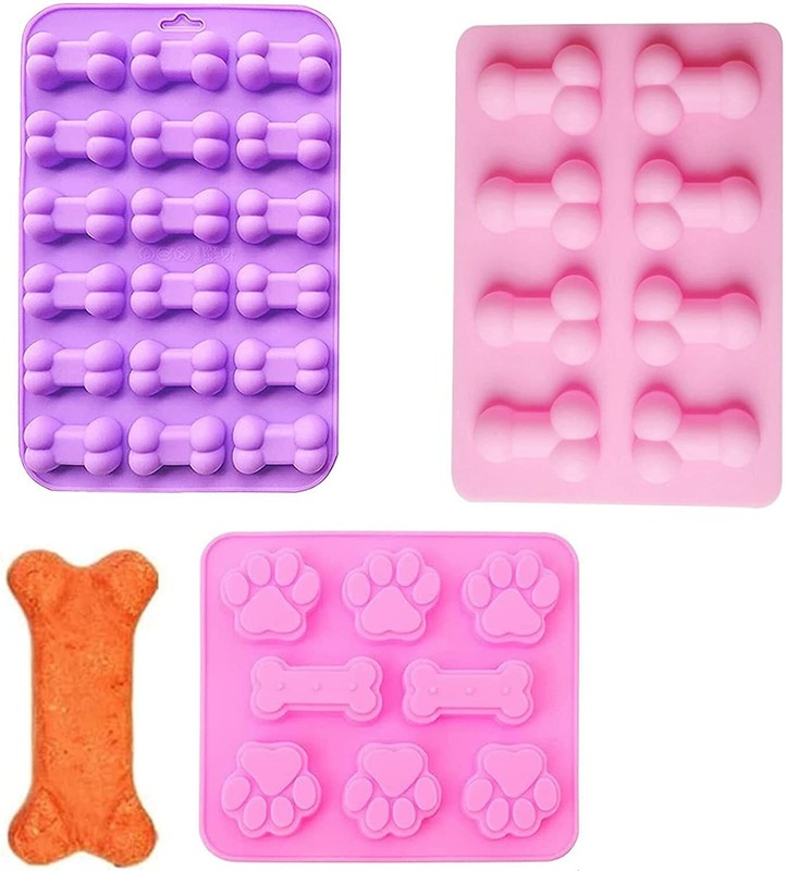 3PCS Puppy Paw and Bone Shaped Silicone Mould Chocolate Cake Candy Ice Tray Mold