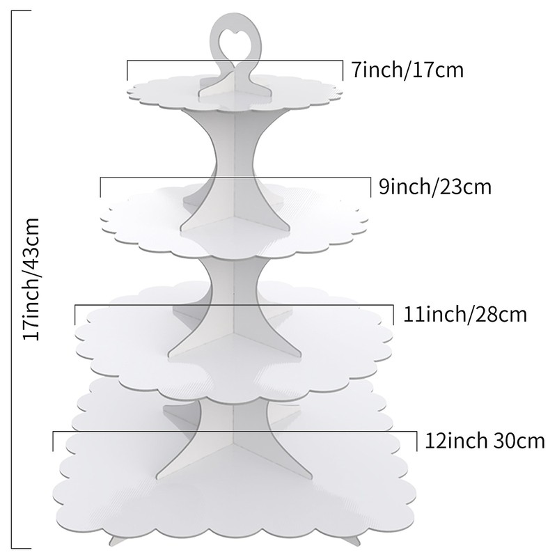 4-Tier Round & Square Cupcake Stand, 2-Pack White - Sturdy Disposable Cardboa... gallery