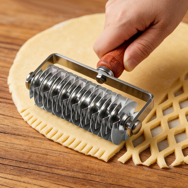 Sharp Multi-Blade Pastry Lattice Roller Cutter for Creating Even Pie Tops