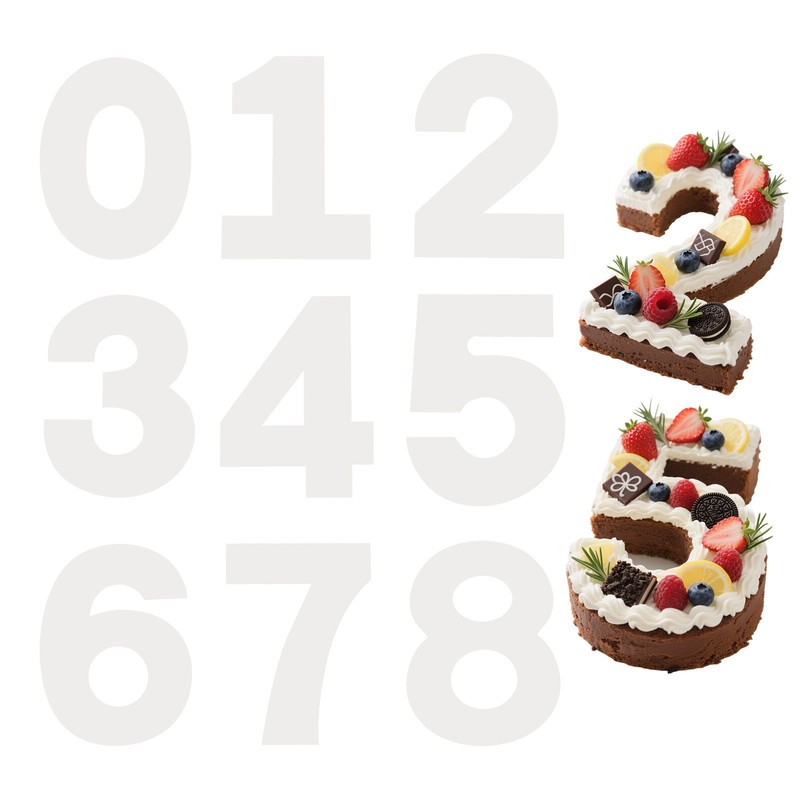 0-8 Number Cake Stencils Template, 6 Inch Cake Baking Templates,White