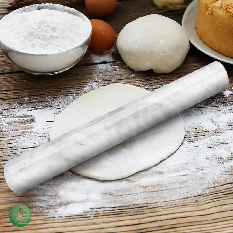Marble Rolling Pin with Stand, 15.7" White Stone French Heavy Polished Non St... gallery