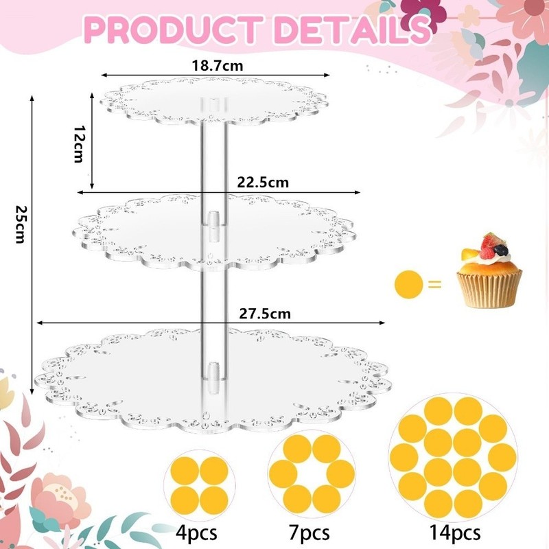 4 Tier Acrylic Cupcake Stand with Lace Edge for Weddings Birthdays and Showers gallery