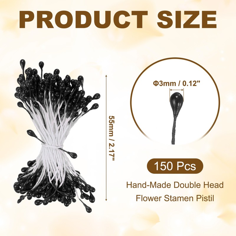 3mm Double Heads Flower Stams 150pcs Artificial Flower Stams Black gallery