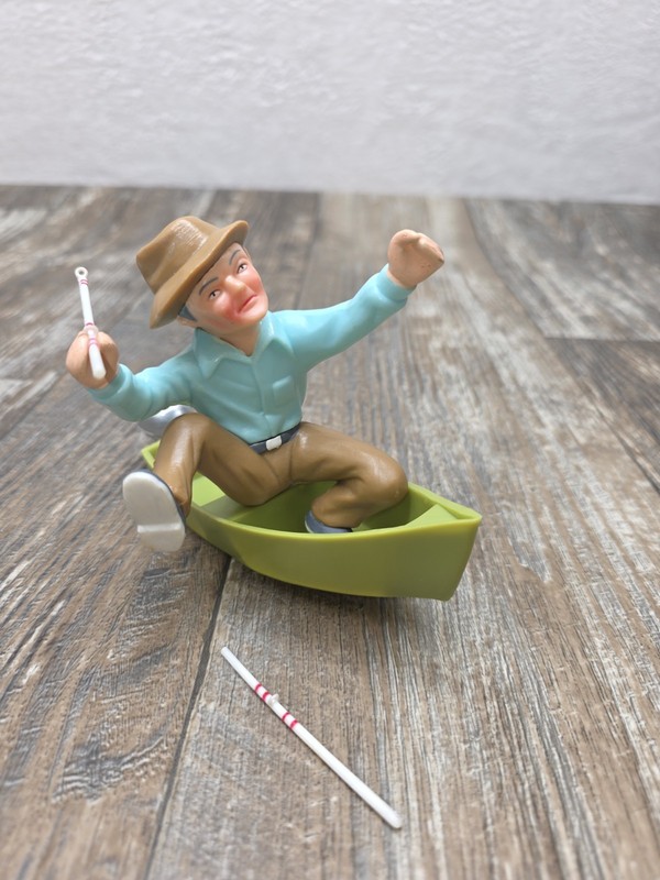 Vintage 1978 Wilton 6" Cake Topper Fisherman With Boat Plastic Toy Keepsake gallery