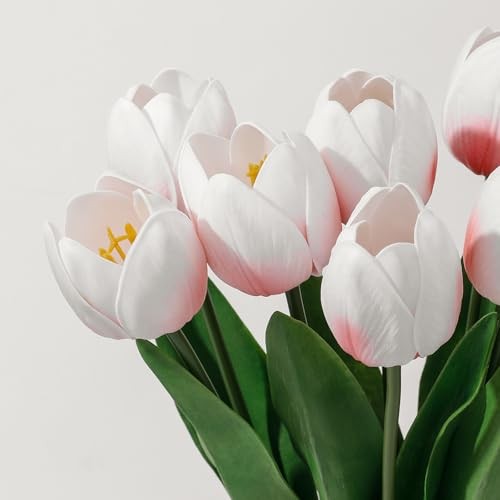 Fake Tulips,18.5" PU Artificial Tulips Flowers for Spring Easter Blush Pink gallery