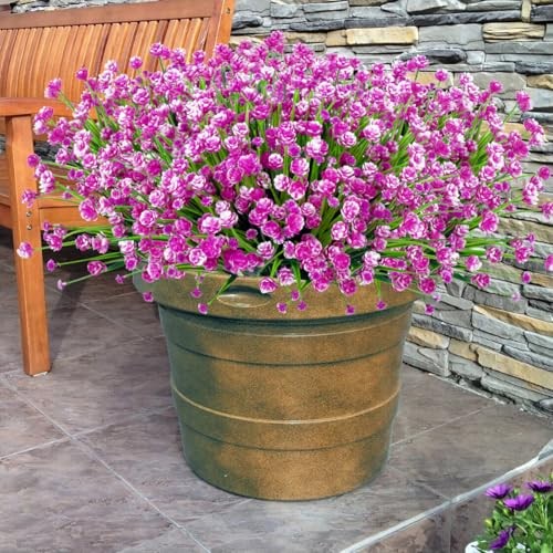 24 Bundles Artificial Flowers for Outdoors UV Resistant Fake 24 Packs Fuchsia gallery