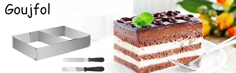 Cake Ring,Cake Mold,Adjustable Rectangle Mousse Cake Ring Mold from 5.9" to gallery