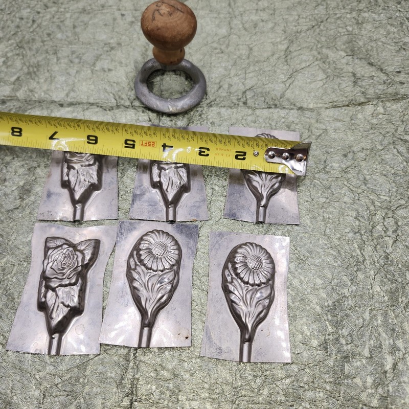 Lot of vintage antique Candy Mold Tin Candy Chocolate Sucker Mold flower rose gallery