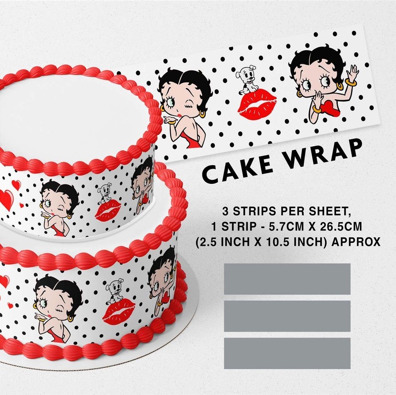 Beti Boop Black Dots Pattern Strip Edible Cake Topper Decoration Edible Image