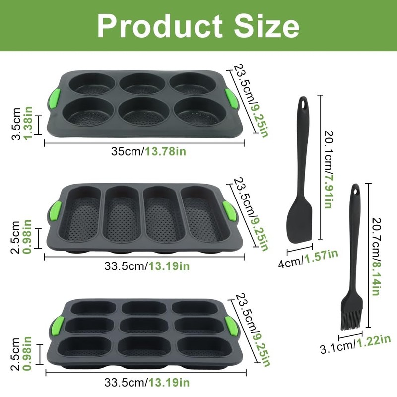 Set of 5 Silicone Hamburger Bun Molds, 3 Sizes (4/6/9 Cup) Non-Stick Hot Dog ... gallery