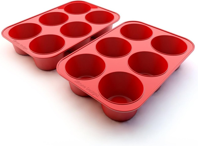 Silicone Texas Muffin Pan 6-Cups, Jumbo Muffin Pan Set of 2, BPA-Free Non-Sti…