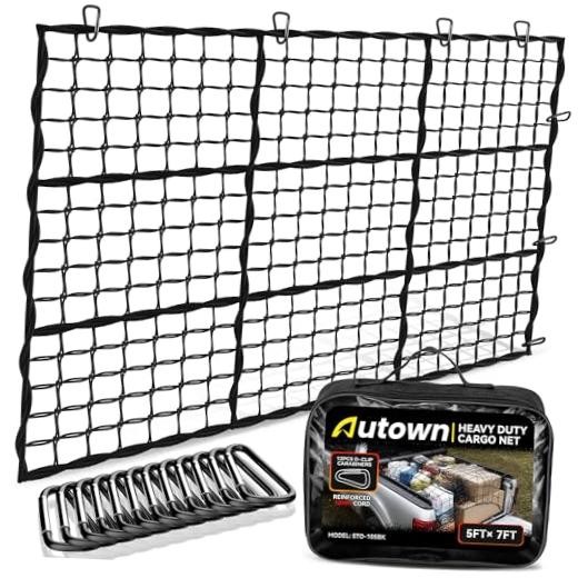 Cargo Net for Pickup Truck Bed - Stretchable 5' x 7' to 10' x 14' with 4" x