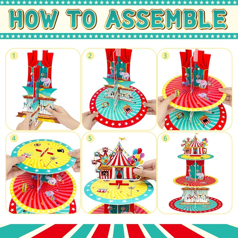 Carnival Circus Cupcake Stand 3 Tier Circus Cardboard Cupcake Holder Carnival... gallery