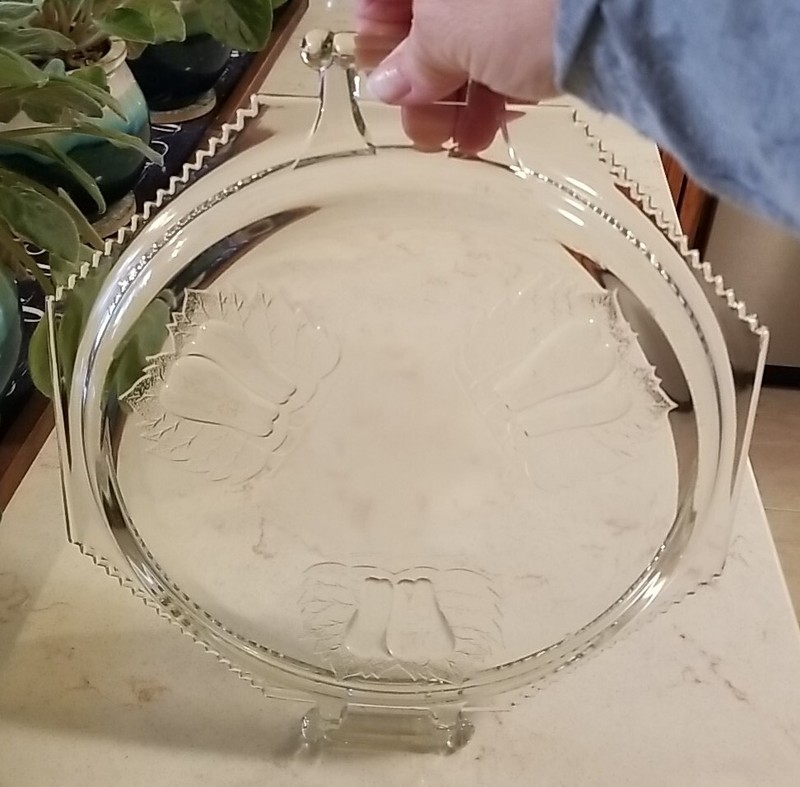 Double Baltimore Pear, Clear 12 Inch Cake Plate With Handles, Jeanette Glass gallery