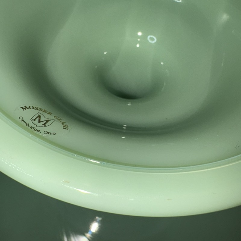 Vintage Mosser Glass Jadeite Cake Stand 12” X 9” Tall Plain Simple Design w/Box gallery