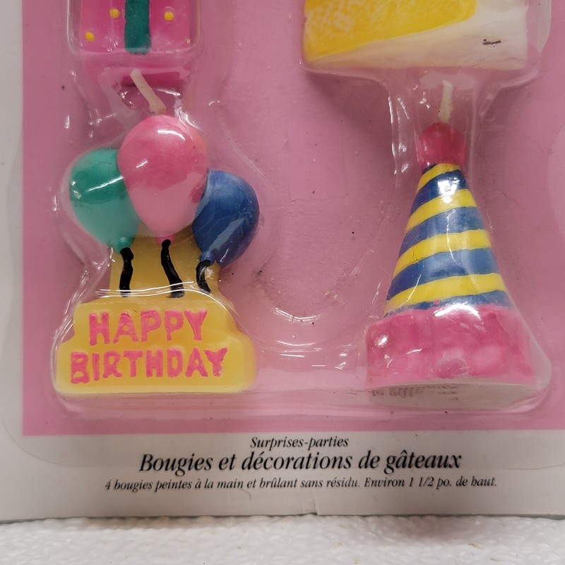 Vintage 1998 Wilton Happy Birthday Party Time Candles & Cake Decorations gallery